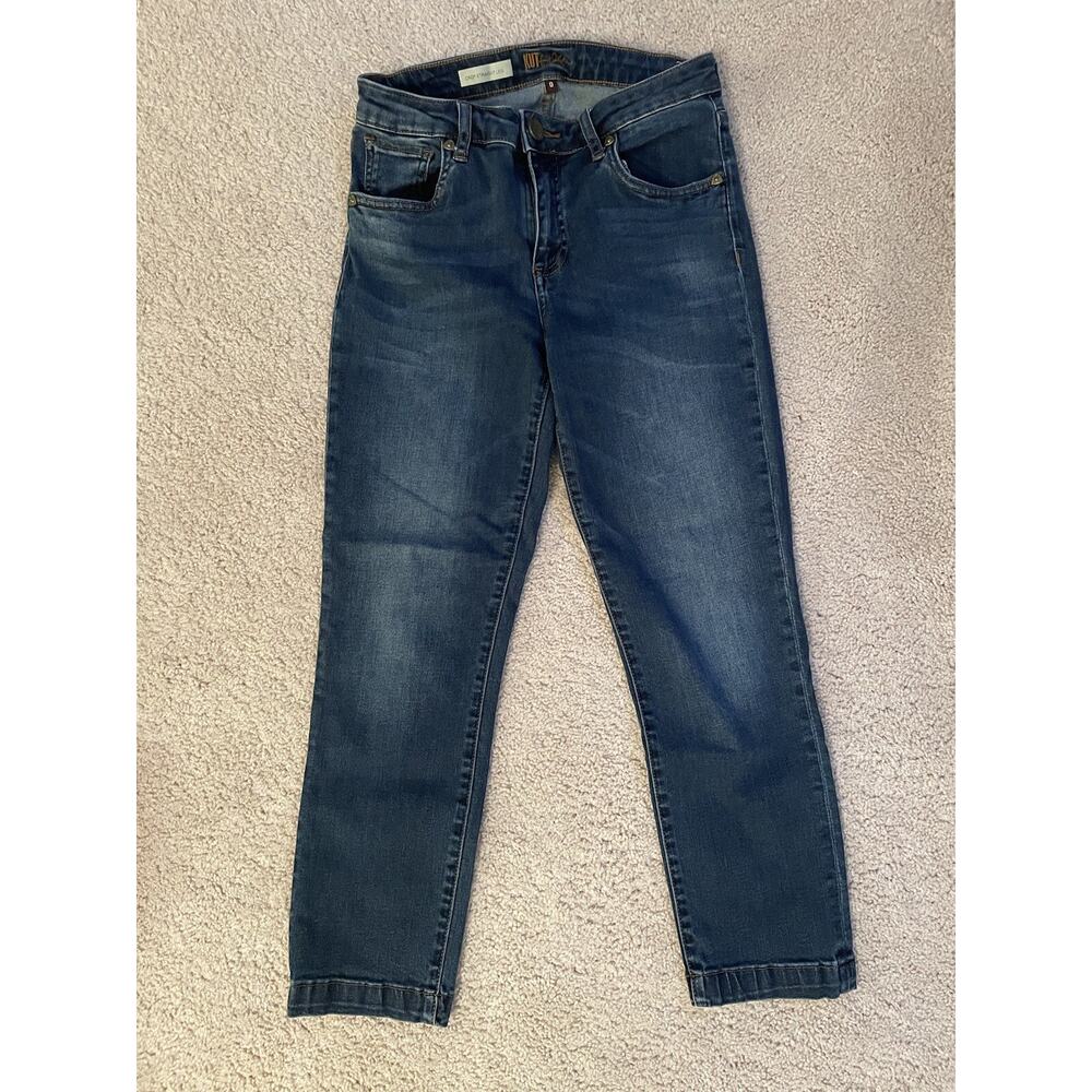 KUT From The Kloth Women's Sz 0 Cropped Straight Leg Blue Denim Cotton Capri